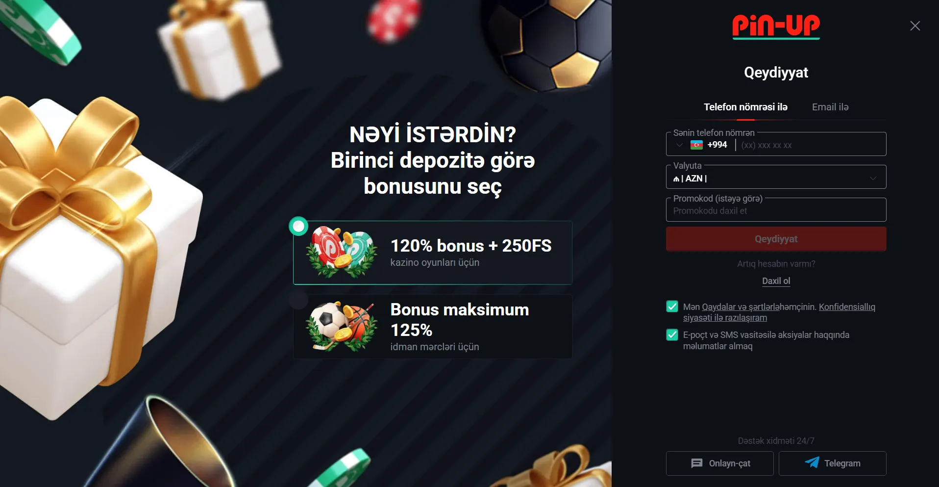 Pin Up Casino Azerbaijan qeydiyyatı